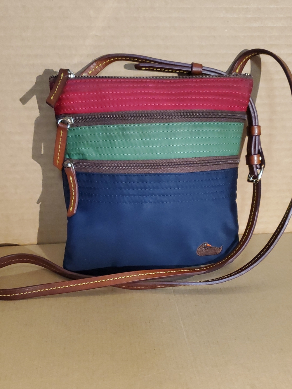 Dooney & Bourke Navy, Green & Red Crossbody Messenger Bag